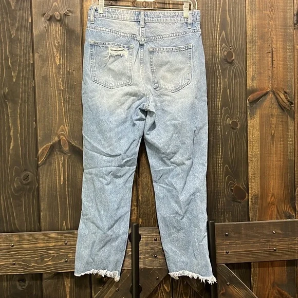 Vervet Jeans 28 Distressed Straight Leg Festival Ankle Length Super High Waist - Picture 6 of 9